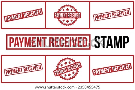 Red Payment Received Rubber Stamp Set Vector