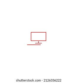 Red pc icon on white background