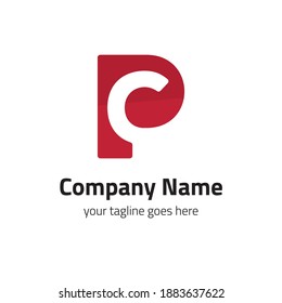 red PC letter logo for your company branding icon