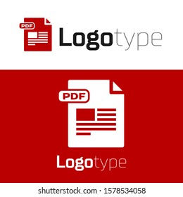 Red PDF file document. Download pdf button icon isolated on white background. PDF file symbol. Logo design template element. Vector Illustration
