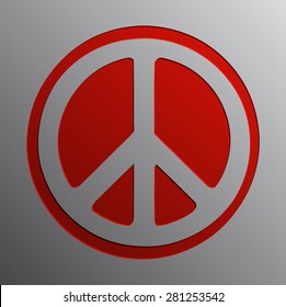 Red Peace Sign imprint on a Grey Background, Vector Illustration. 