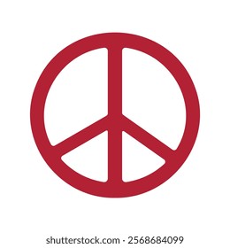 A red peace sign with a white circle in the middle. The peace sign is a symbol of peace and harmony