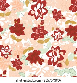 Red and peach beautiful floral seamless pattern for fabric, textile, paper, wallpaper and other purpose.