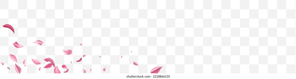 Red Peach Spring Vector Transparent Panoramic Background. Beauty Sakura Wallpaper. Delicate Rose Tender Banner. Pink Cherry Fall Template.