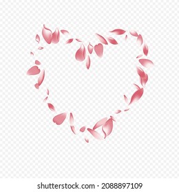 Red Peach Vector Transparent Background. Petal Air Cover. Heart Fly Texture. Rosa Wedding Template. White Rose Beauty Illustration.