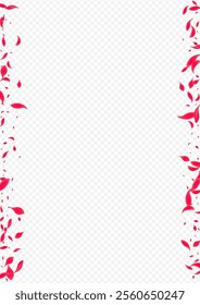 Red Peach Vector Transparent Background. Fall Blossom Wallpaper. Pink Cherry Falling Pattern. Delicate Tender Lotus Design.