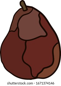 Red pear drawing, illustration, vector on white background.