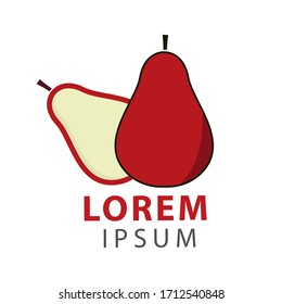 red pear fruit logo vector illustration. fresh fruit logo icon.