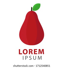 red pear fruit logo vector illustration. fresh fruit logo icon.
