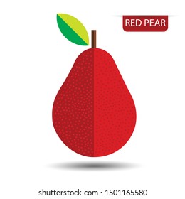 Red pear, fruit on white background. Flat design style. vector illustration.