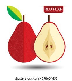 Red pear, fruit vector illustration