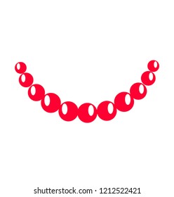 Red pearl necklace, isolated