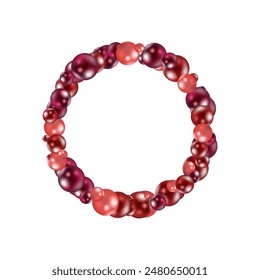 Red pearl photo frame. Colored balls. Decor element.