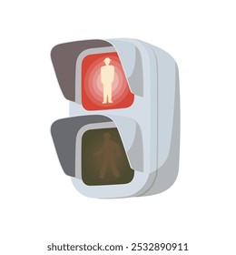 Semáforo peatonal rojo. Ilustración vectorial.