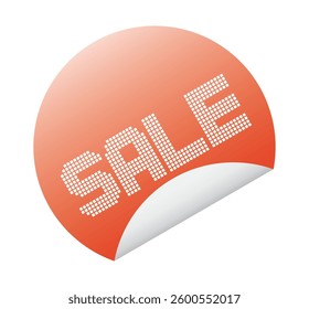 Red peel-off sticker with a sale inscription. Label and tag with cut corners effect, with a curled corner. EPS 10. Vector illustrations