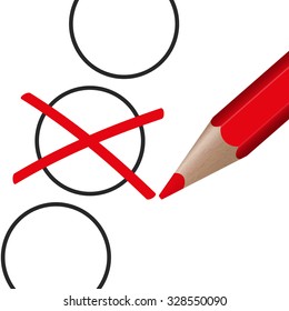 red pen with cross for election symbolism