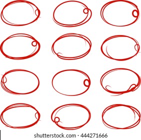red pen drawn marks, red circle set