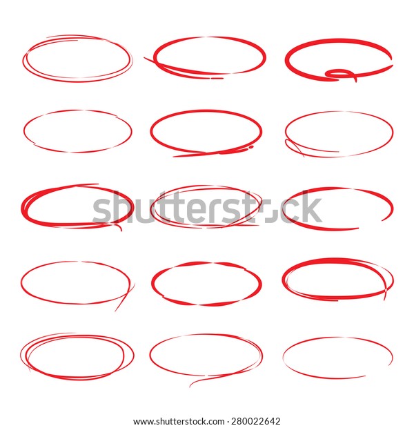 red pen drawn marks, red\
circle set