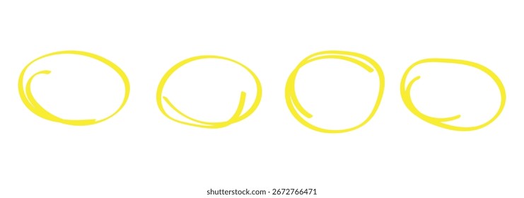 red pen hand drawn doodle marks, red circle and oval stroke set. Outline red drawing line clipart symbol
