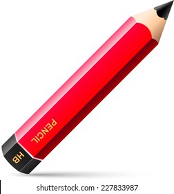 Red Pen Hard graphite vector illustration.