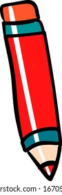 Pluma roja, ilustración, vector sobre fondo blanco.