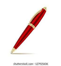 Red Pen Isolated On The White Background. Vector Illustration