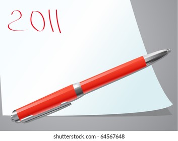 red pen on paper with 2011
