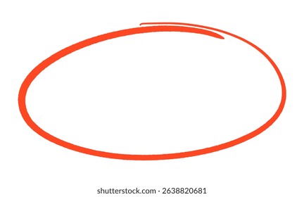 Red pen oval mark, highlight hand drawn vector element