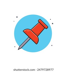 Red Pen Pin Icon Vector Illustration. Office Object Concept Design