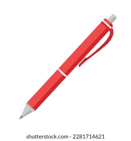 Red pen vector icon. Classic red pen design
