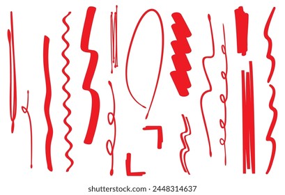 Red pen vertical line set