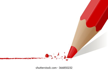 Red pencil with a broken rod drawing a line vector