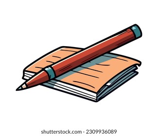 red pencil and creativity notes paper isolated