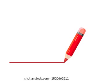 El lápiz rojo dibuja una línea. Subrayar en rojo sobre un fondo blanco. Ilustración vectorial. Dibujos a lápiz.