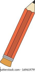 Red pencil with eraser. Cartoon pencil. Red pencil 