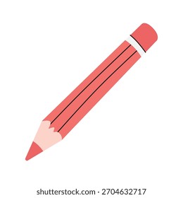 Vector aislado de ilustración plana de lápiz rojo