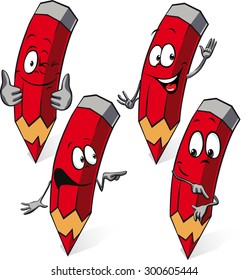 red pencil - funny vector cartoon