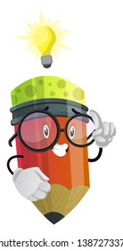 Red pencil has brilliant idea illustration vector on white background