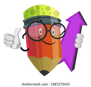 Red pencil holding purple pointer illustration vector on white background