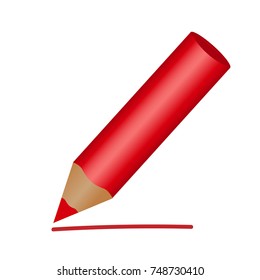 Red pencil Icon, flat. Isolated on white background. Vector Illustration