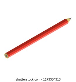 Red pencil icon. Isometric of red pencil vector icon for web design isolated on white background