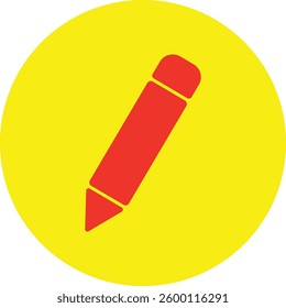 Red Pencil Icon On Yellow Circle