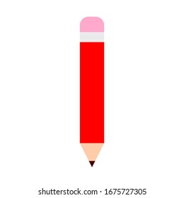 red pencil icon. writing symbol isolated on white background. vector illustration 