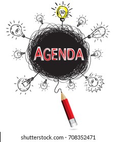 red pencil idea concept red agenda business creative illustration vector  isolated