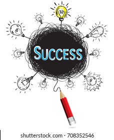 red pencil idea concept blue success business creative illustration vector  isolated