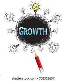 red pencil idea concept blue growth education and business creative illustration vector  isolated