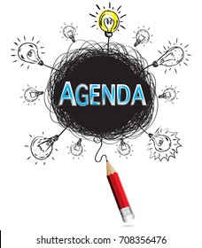 red pencil idea concept blue agenda business creative illustration vector  isolated
