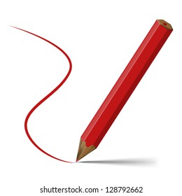 Red Pencil Line That Draw Isolated Stock Vector (Royalty Free ...