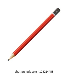 red pencil on white background. vector