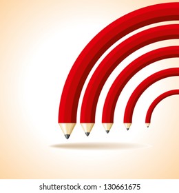 red pencil on a white background